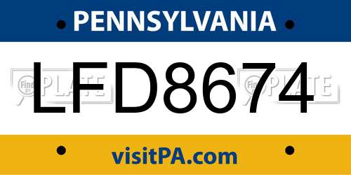LFD8674 Pennsylvania License Plate