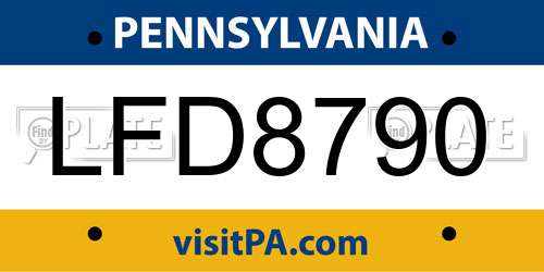 LFD8790 Pennsylvania License Plate