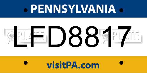 LFD8817 Pennsylvania License Plate