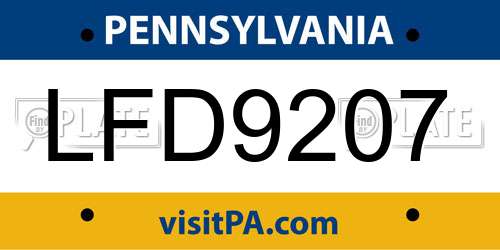 LFD9207 Pennsylvania License Plate