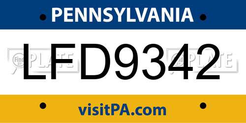 LFD9342 Pennsylvania License Plate