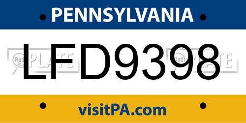 LFD9398 Pennsylvania License Plate