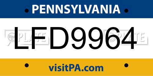 LFD9964 Pennsylvania License Plate