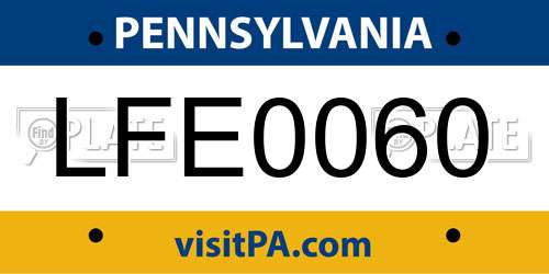 LFE0060 Pennsylvania License Plate