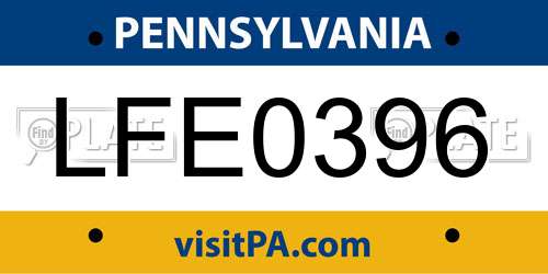 LFE0396 Pennsylvania License Plate