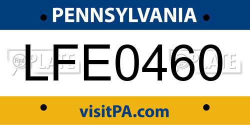 LFE0460 Pennsylvania License Plate