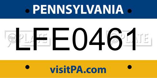 LFE0461 Pennsylvania License Plate