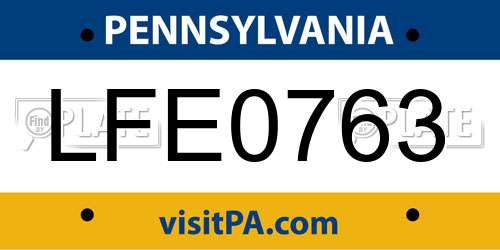 LFE0763 Pennsylvania License Plate