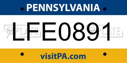 LFE0891 Pennsylvania License Plate