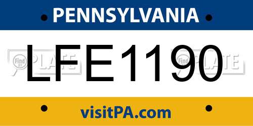 LFE1190 Pennsylvania License Plate