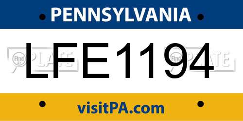 LFE1194 Pennsylvania License Plate
