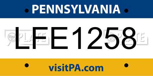 LFE1258 Pennsylvania License Plate