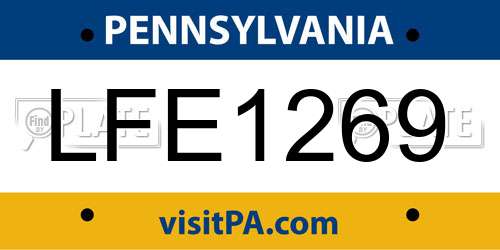 LFE1269 Pennsylvania License Plate
