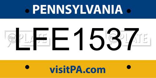 LFE1537 Pennsylvania License Plate