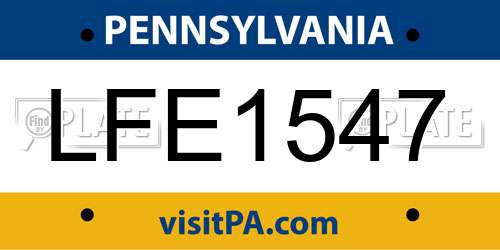 LFE1547 Pennsylvania License Plate