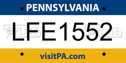 LFE1552 Pennsylvania License Plate
