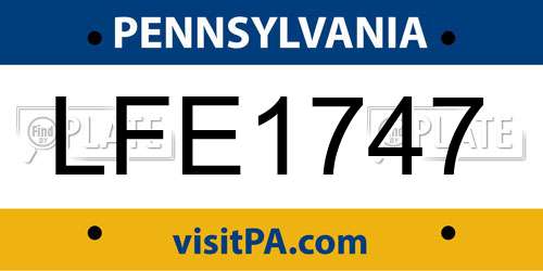 LFE1747 Pennsylvania License Plate