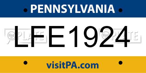 LFE1924 Pennsylvania License Plate