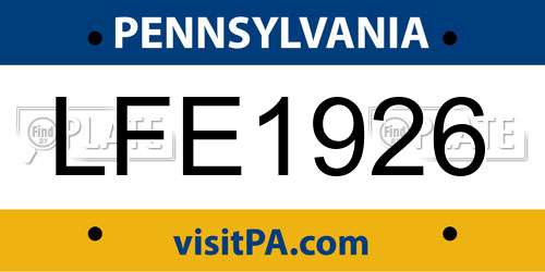 LFE1926 Pennsylvania License Plate