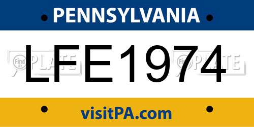 LFE1974 Pennsylvania License Plate
