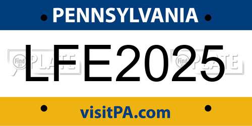 LFE2025 Pennsylvania License Plate
