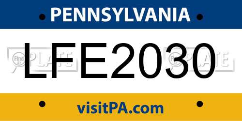 LFE2030 Pennsylvania License Plate