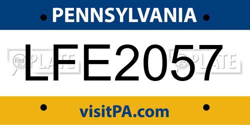 LFE2057 Pennsylvania License Plate