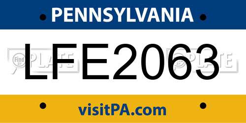 LFE2063 Pennsylvania License Plate