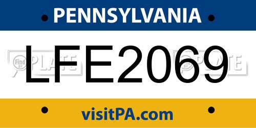 LFE2069 Pennsylvania License Plate