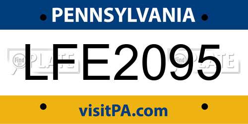 LFE2095 Pennsylvania License Plate