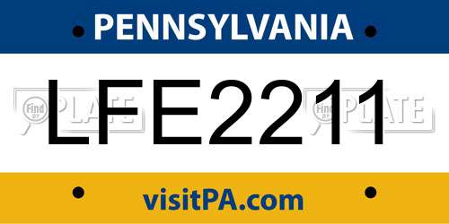 LFE2211 Pennsylvania License Plate