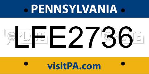 LFE2736 Pennsylvania License Plate