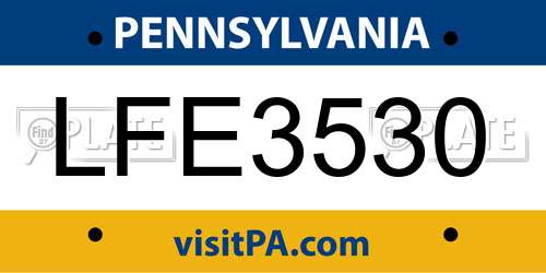 LFE3530 Pennsylvania License Plate