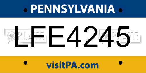LFE4245 Pennsylvania License Plate