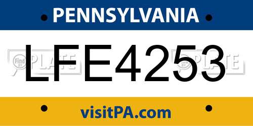 LFE4253 Pennsylvania License Plate