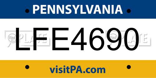 LFE4690 Pennsylvania License Plate