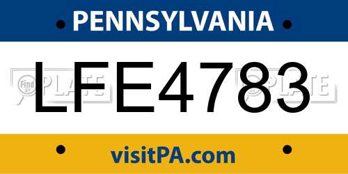 LFE4783 Pennsylvania License Plate