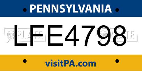 LFE4798 Pennsylvania License Plate