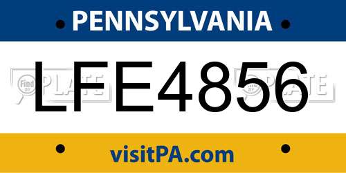 LFE4856 Pennsylvania License Plate
