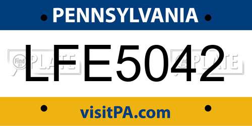 LFE5042 Pennsylvania License Plate