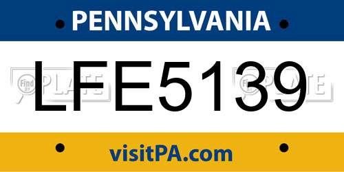 LFE5139 Pennsylvania License Plate