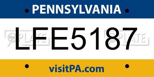 LFE5187 Pennsylvania License Plate