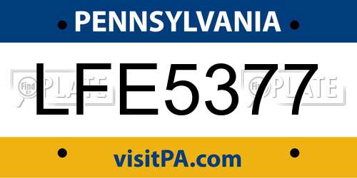 LFE5377 Pennsylvania License Plate