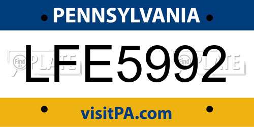 LFE5992 Pennsylvania License Plate