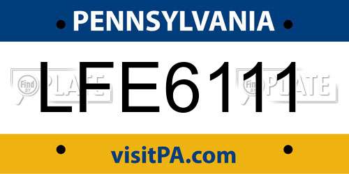 LFE6111 Pennsylvania License Plate
