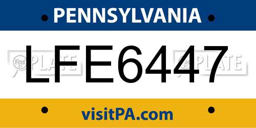 LFE6447 Pennsylvania License Plate