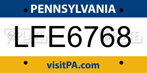 LFE6768 Pennsylvania License Plate