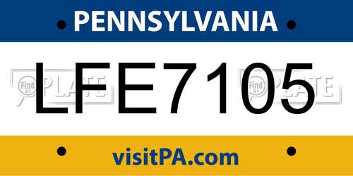 LFE7105 Pennsylvania License Plate