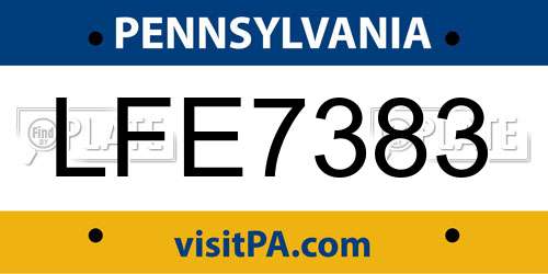 LFE7383 Pennsylvania License Plate