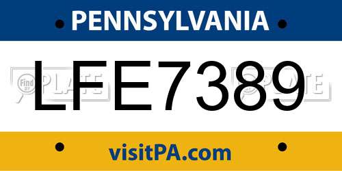 LFE7389 Pennsylvania License Plate